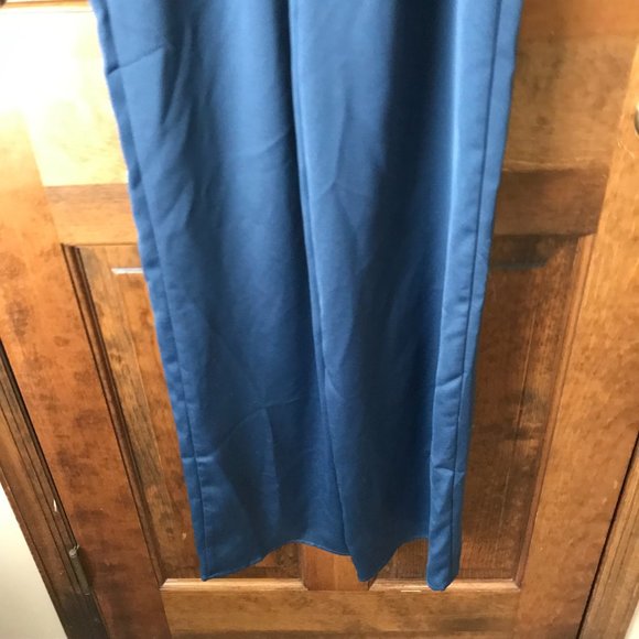 NWT Dynamite Silky Dark Blue Split Leg Jumpsuit w/Spaghetti Straps X-Small - Picture 11 of 15